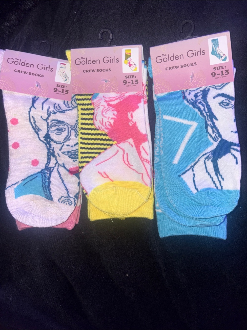The Golden Girls Crew Socks 3-Pack — Pink, Yellow & Blue